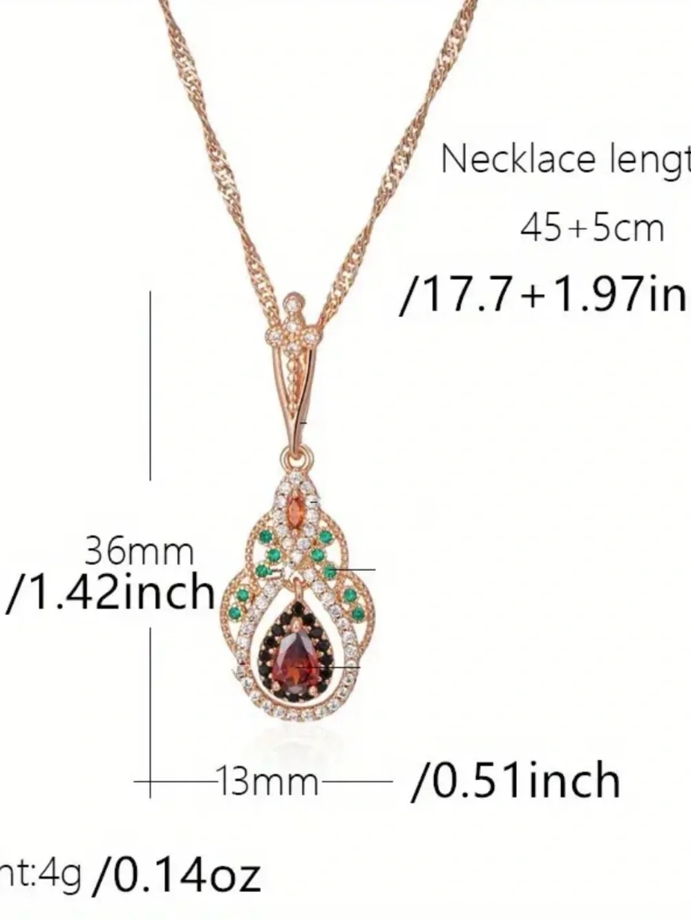 Golden Color Women’s Teardrop Cut Red/Amber Love Flower Necklace Fashion Jewelry